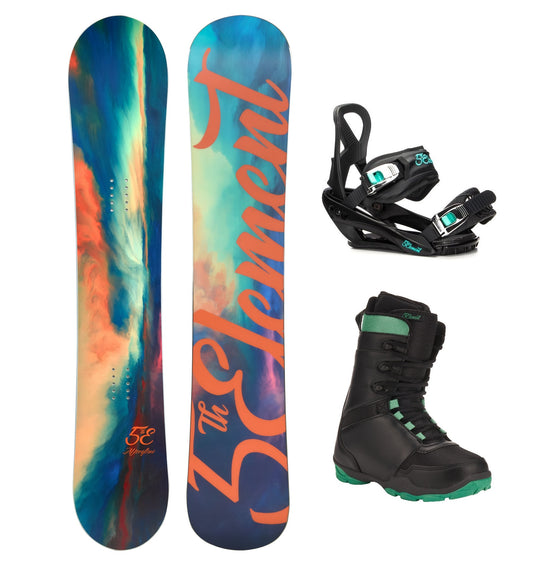 5th Element Afterglow Complete Snowboard Package - Black/Teal Black