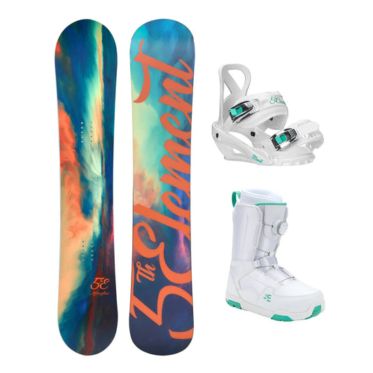 5th Element Afterglow L-2 ATOP Complete Snowboard Package - White/Teal White