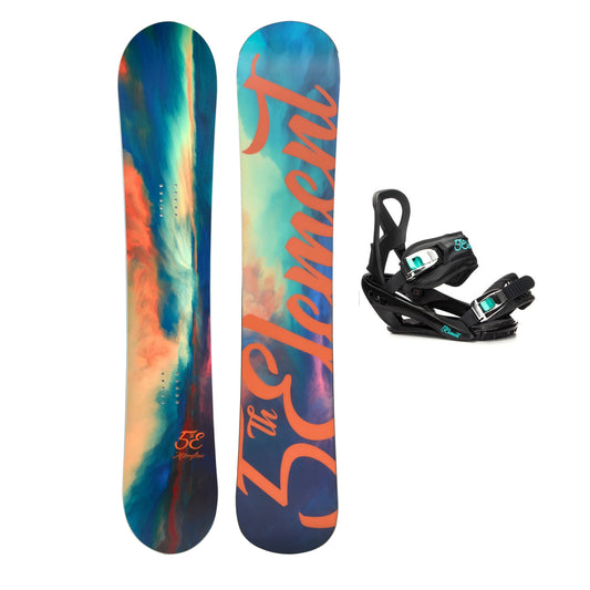 5th Element Afterglow Snowboard Package - Black/Teal