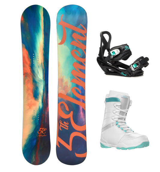 5th Element Afterglow Complete Snowboard Package - Black/Teal White