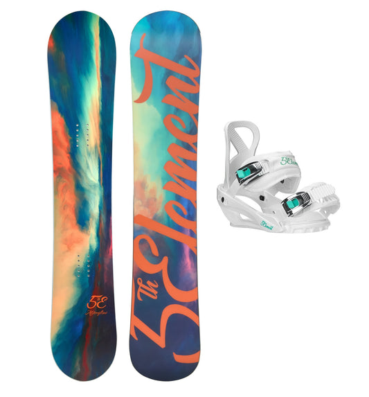 5th Element Afterglow Snowboard Package - White/Teal