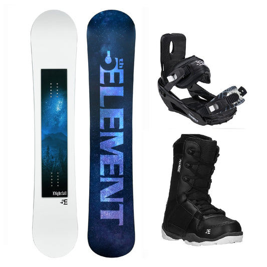 5th Element Nightfall ST-1 Complete Snowboard Package - Black/White Black