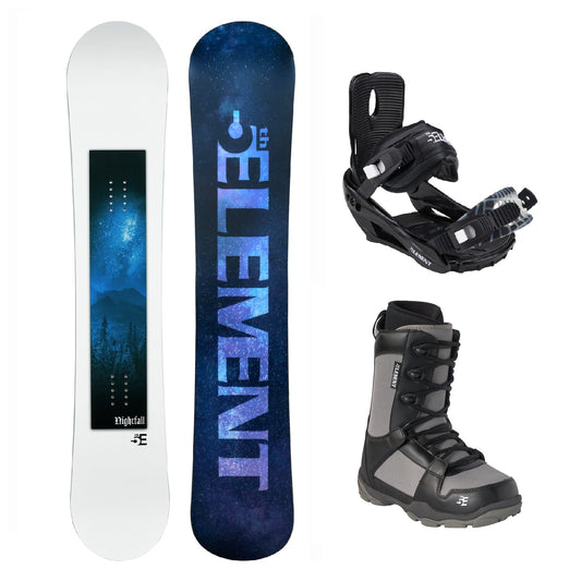 5th Element Nightfall ST-1 Complete Snowboard Package - Black/White Grey