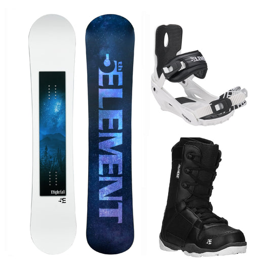 5th Element Nightfall ST-1 Complete Snowboard Package - White/Black Black