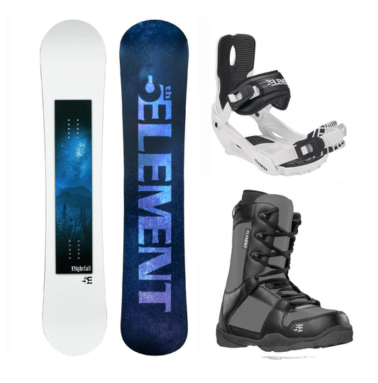 5th Element Nightfall ST-1 Complete Snowboard Package - White/Black Grey